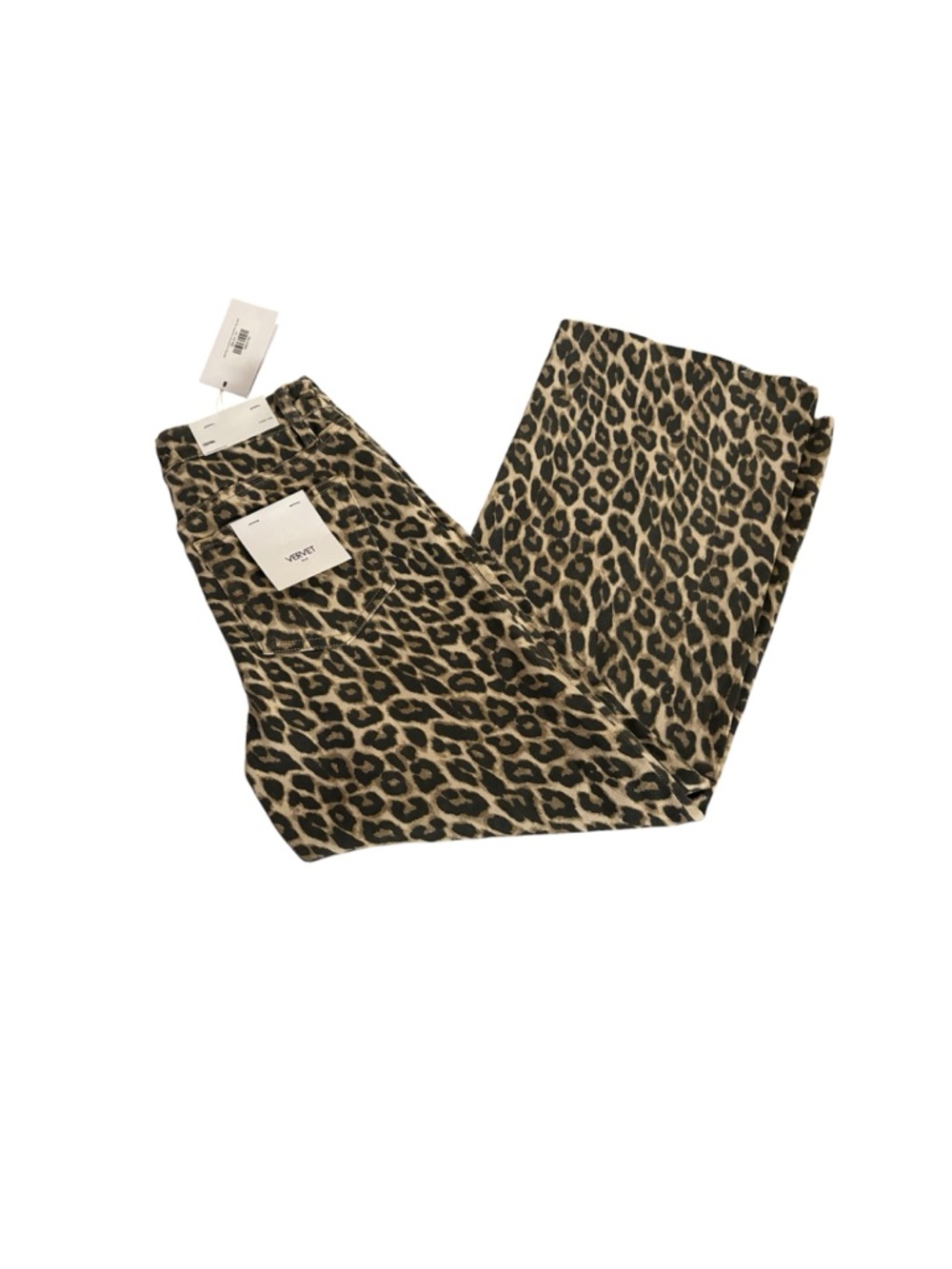 Vervet Leopard Print Wide Leg Jeans - Black & Tan